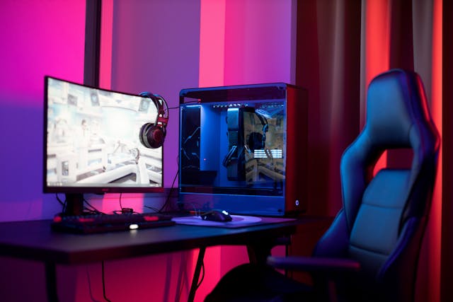 Setup gaming con PC y luces RGB